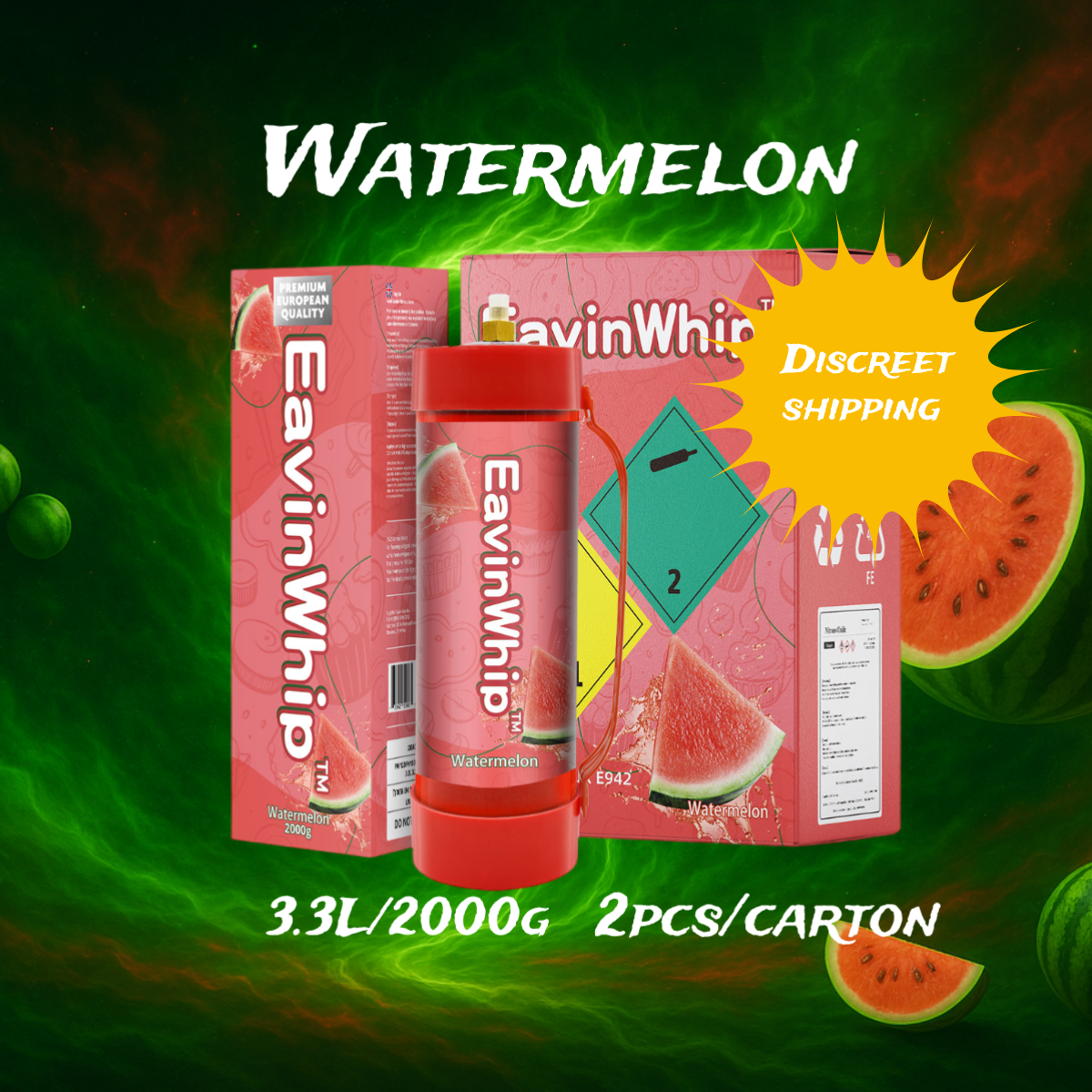 Watermelon Lime Sugarcane Flavor 3.3 Liter / 2000 Grams EAVINWHIP MAX PRO Whipped Cream Charger 2PCS